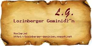 Lozinberger Geminián névjegykártya